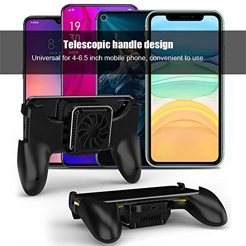 Mobile Gaming Controller, Game Phone Grip Heat Dissipation Joystick Smartphone Gamepad Handle with Cooling Fan, Support, Power Charger Finger Triggers for PUBG, Shooting Games.(Semi-Conductor)