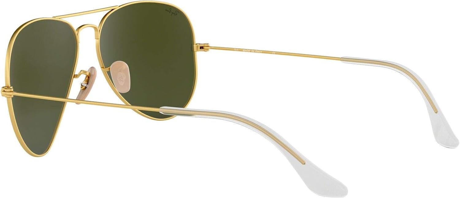 Ray-Ban RB3025 Classic Mirrored Aviator Sunglasses, Matte Gold/Green/Violet, 58 mm: Shoes