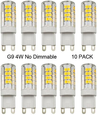 LAGPOUSI 10 PACK G9 LED Lamp AC120V Ceramic 51 LED SMD2835 No Dimmable LED Bulb replace Halogen light for Chandelier 40W Halogen Bulb Equivalent, Daylight, 5500K, 400 Lumens, 360 Degree Beam Angle
