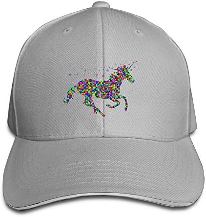 Yesher Cool Rainbow Unicorn Adjustable Sandwich Baseball Cap/Hat For Unisex Ash