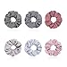Ondder 6 Pack Large Chiffon Scrunchies Striped Hair Scrunchies Hair Bow Chiffon Ponytail Holder Hair Accessories for Women, 6 Colors