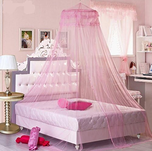 Scream Store 100% Polyester Round Lace Curtain Dome Bed Canopy Netting Princess Mosquito Net (Pink)