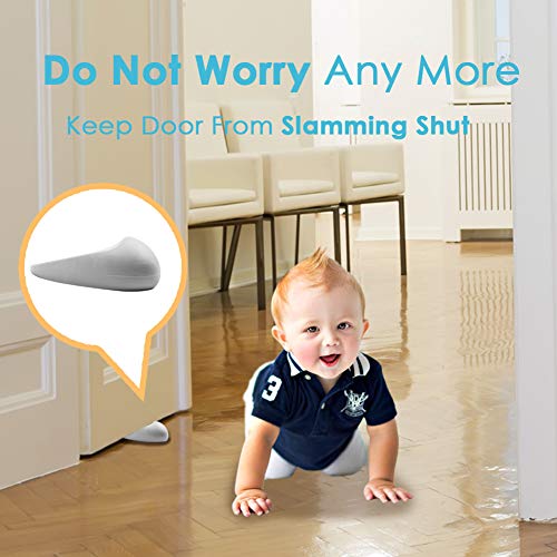NADAMOO Rubber Door Stopper 4 Pack, Decorative Wall Protector Door Wedge Non Scratching Door Holder Prevents Door from Slamming Shut for Large & Small Door Gaps, Multi Door Surface
