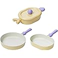 Neoflam Better Finger Cookware Set - Yellow, 4-Piece Ceramic Coating Kitchen Pots and Pans