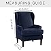 Subrtex 2-Pieces Spandex Elastic Arm Wingback Cover Waffle Fabric Back Furniture Protector Stretch Sofa Slipcovers for Living Room（Wing Chair，Navy）