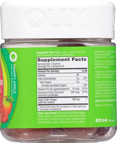 OLLY Metabolism Gummy Rings, Apple Cider Vinegar, Vitamin B12, Chromium, Energy and Digestive Health, Chewable Supplement, Apple Flavor - 30 Count - Image 15