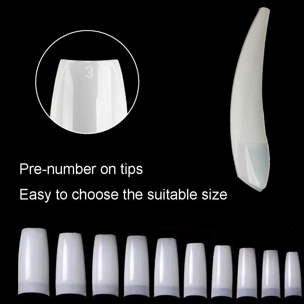 Beuniar Acrylic Nail Tips Natural 500Pcs French Artificial False Tip for Manicure Nails Art Salons & Home DIY - Image 3