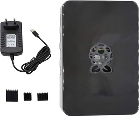 Nrpfell para Raspberry Pi Gabinete Caja V4 con Disipador de Calor + Fuente de AlimentacióN 5V / 3a para Raspberry Pi 4B (Enchufe de la UE)