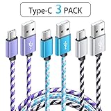 USB Type C Cable,【3Pack 6FT Nylon Braided】 CableLovers USB C Cable Cord, USB C to USB A Fast Charger Cord Compatible Samsung Galaxy S9 Note 8 S8 Plus, LG V30 G6 G5 V20, Google Pixel, Moto Z2, MacBook