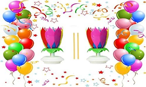2 PAK Rainbow Color Birthday Candles, Lotus Flower Amazing Musical Exciting Candle