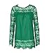 PHOTNO Fashion lace chiffon blouse long sleeve shirt women loose cotton tops t shirts S-XXXXXL (L, Green)