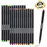 24 Bullet Journal Pens Set, 0.38mm Colored Fine Point Sketch Writing Drawing Markers Fineliner Pen for Planner Coloring Book Taking Note Calendar by Tanmit