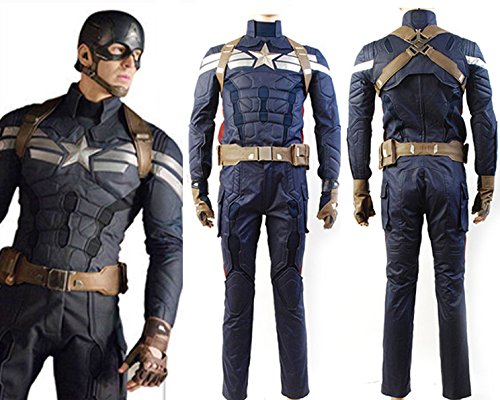 Captain America 2 Winter Soldier Steve Rogers Adult Uniform Outfit Movie Halloween Cosplay Costume SIZE ADULT MALE XLARGE