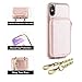 ZVE Wallet Case for iPhone Xs and X 5.8 inch, Leather Wallet Case with Crossbody Chain Credit Card Holder Slot Zipper Shoulder Handbag Pocket Purse Case for Apple iPhone X and XS - Rose Gold