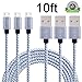 Airsspu Micro USB Cable,3Pack 10FT Extra Long Nylon Braided High Speed Android Charger USB to Micro USB Cable Samsung Fast Charger Charging Cord for Samsung Galaxy S7 Edge/S6/S4/Note 5/Note 4(Gray)