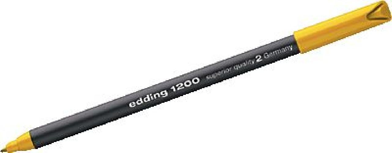 edding 1200 colour pen fine - yellow - 10 pens - round tip 1 mm - felt-tip pen for drawing and writing - for school or mandala