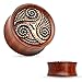 Dotted Tribal Swirl Organic Rose Wood Saddle Fit Double Flared Plugs Ear Gauges - Sold As Pair (22mm - 7/8
