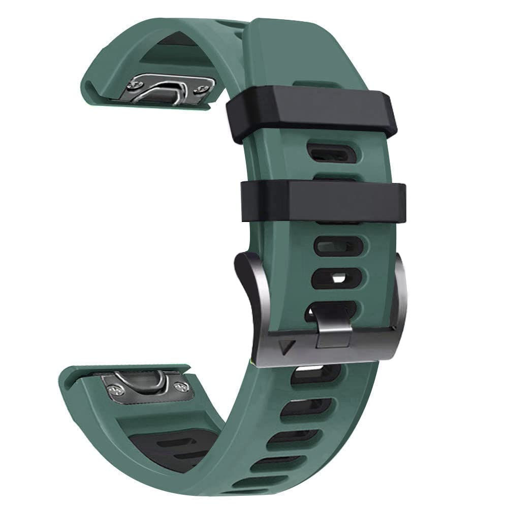 Fleshy Leaf 22mm Tow Color Bracelet Strap Compatible for Garmin Fenix 7, 6, 6 Pro, 5, 5 Plus, Approach S60, S62, Forerunner 935, 945, Quick Release Wristband (Army Green-Black) — image 1