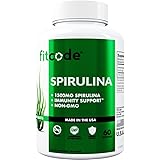 Fitcode Spirulina Tablet 1500 mg - Antioxidant Rich Spirulina Energy Supplement with Vitamin B Potassium Magnesium and Iron f