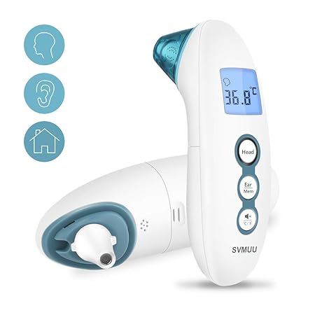 SVMUU Fieberthermometer Stirnthermometer Ohrthermometer, Infrarot Thermometer für Babys, Erwachsene und Objekte?1s Messzeit,3