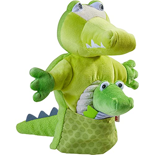 HABA Crocodile & Baby Finger Puppet Set - Hand Puppets for Kids - Toddler Pretend Play and Puppet Theater Toddler Activities and Learning Toys