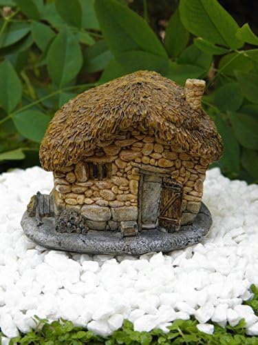 CHSGJY Miniature Dollhouse Fairy Garden Accessories Small Thatched Roof Stone House Cottage