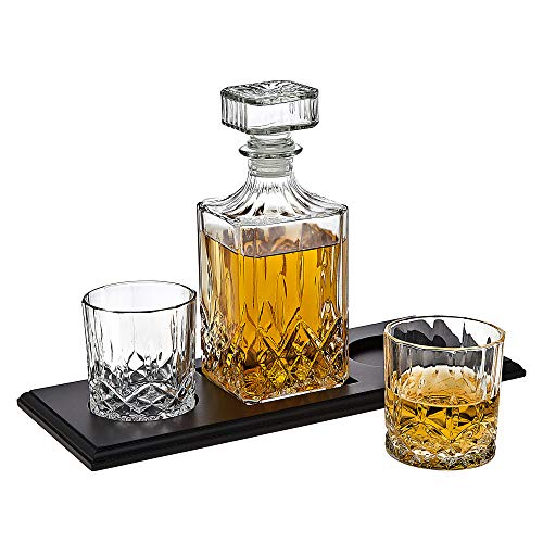 Whiskey Decanter and Glasses Barware Set, for Liquor Scotch Bourbon