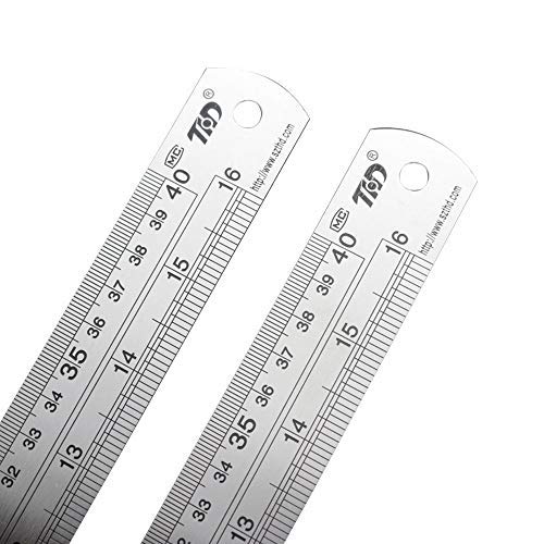 Grekywin 3 Pcs 16 inches Stainless Steel Straight Ruler, Extra Long Ruler, Double Scale, Office Drawing Measuring