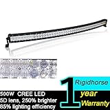 Rigidhorse 5D lens 52 Inch 500w Curved Cree LED Light Bar Flood and Spot Combo Beam for ATV SUV UTE with Mounting Brackets and Wiring Harness