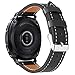 Leather Band for Galaxy Watch Active/Galaxy Watch 42mm / Gear Sport/Gear S2 Classic, Fintie 20mm Quick Release Genuine Leather Replacement Strap Wrist Bands with Adjustable Classic Buckle - Black