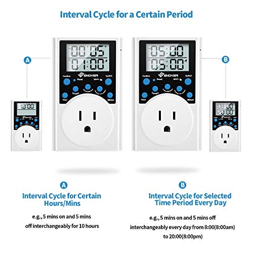 image for Enover Intermittent Light Timer Programmable Electrical Plug-in Digita