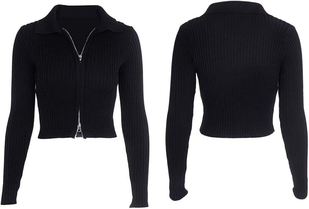 double zipper cropped sweater
