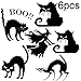 TTSAM 5 Black cat Stickers with 1 Young Witch Sticker, Halloween Theme Party, Home, Cafe, Halloween Theme Hotel, Amusement Park Decoration, Detachable Black cat Witch Decoration Sticker Combination