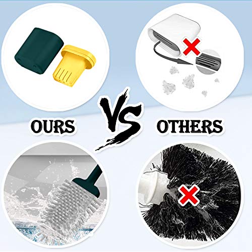 cshare Toilettenbürste, WC Bürste und Behälter,Klobürste Silikon mit Schnell Trocken Behälter und Griff,Wandmontage & Stehen Silikon Toilettenbürste Set für Badezimmer oder Gäste-WC(Grün)