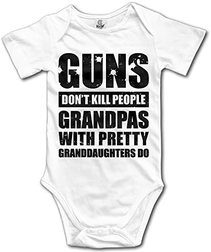 Unisex Baby Guns Don't Kill Grandpas With Pretty Granddaughters Do Christmas Short-Sleeveless Romper Bodysuit Jumpsuit Baby Clothes Outfits 3M