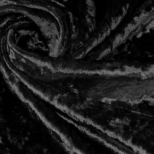 YPDY Black Stretch Crushed Velvet Fabric by The Yard, 1 Yard 63
