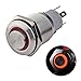 Ulincos® Latching Push Button Switch U16F2 1NO1NC SPDT ON/Off Silver Stainless Steel Shell with Red LED Ring Suitable for 16mm 5/8