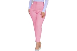 PBNBP Women's High Waisted Slacks with Pockets Casual Pleated Front Ankle Pants Tapered Slim Fit Fashion Stretchy Trousers