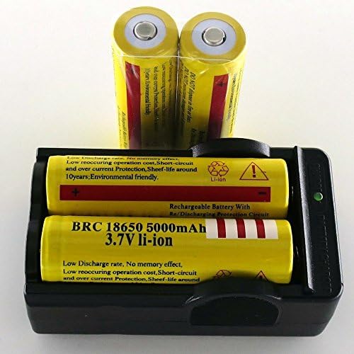 4 pcs 3.7V 18650 5000mah Rechargeable Lithium Battery with 18650 battery Charger
