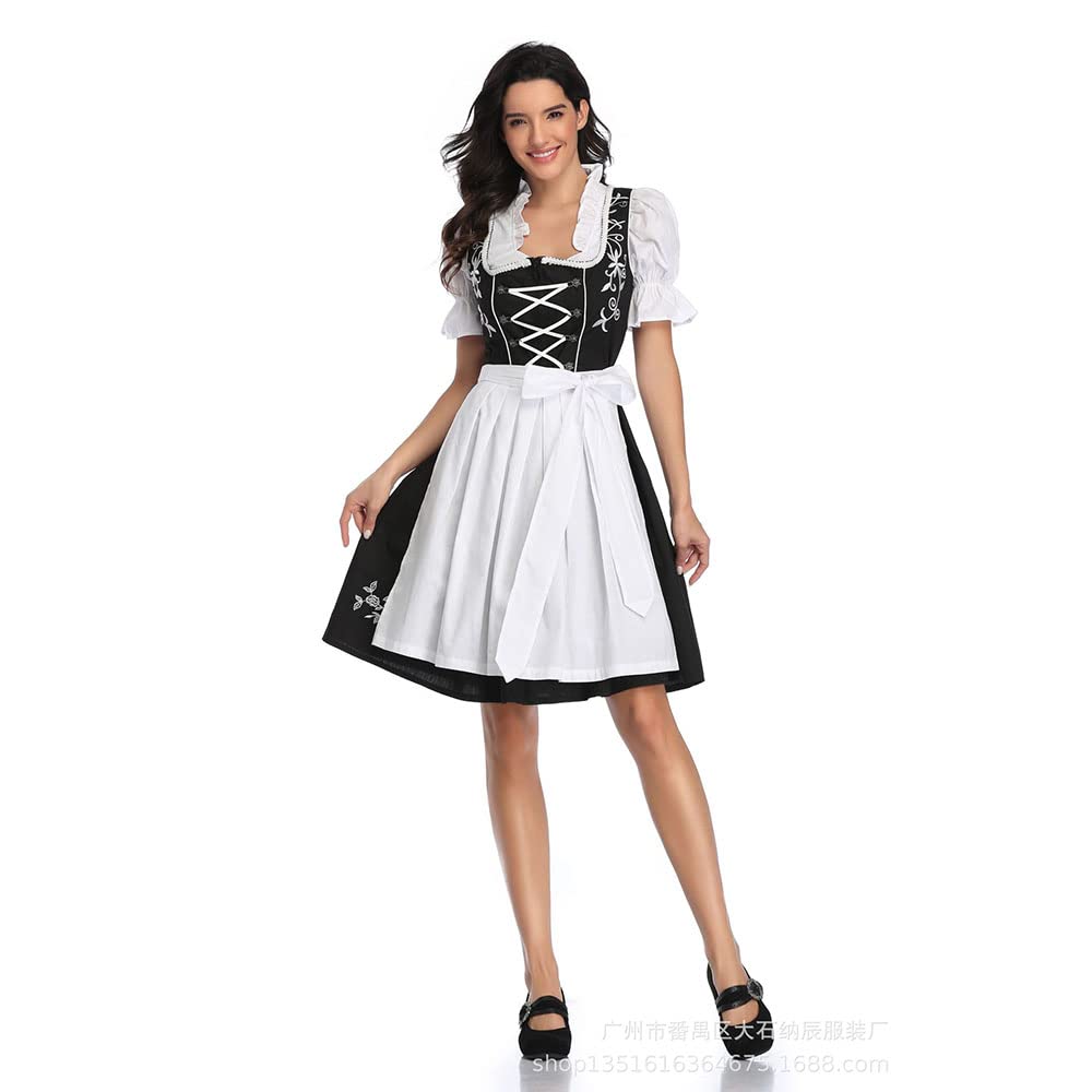 YUDATPG Oktoberfest Costumes Women German Dirndl Dresses 3 Pieces Bavarian Costume Traditional Oktoberfest Outfits Beer Maid Plaid Apron Fancy Dress Carnival Halloween Cosplay Role Play (White, S)