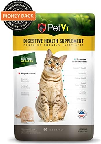 Petvi all natural probiotic nutritional supplement, gives your cat a shinier coat, healthier skin, a strong immune system and helps with digestion related problems.