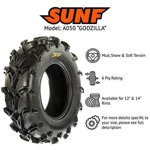 SunF Mud Race Replacement ATV UTV 6 Ply Tires 28x10-12 28x10x12 Tubeless A050, [Set of 4] - Thumbnail 2