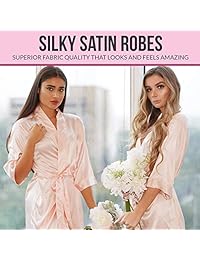 Women’s Robe Silky Satin Kimono for Bride Bridesmaids Flower Girls Comfy Robe for Kids and Plus Size Women