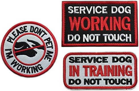 SpaceCar Bundle 3 Pieces Service Dog in Traning Working Do Not Touch Military Tactical Badge Hook & Loop Fastener Decorative Patch