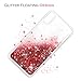 WORLDMOM for iPhone XR Case, Double Layer Design Bling Flowing Liquid Floating Sparkle Colorful Glitter Waterfall TPU Protective Phone Case, Red