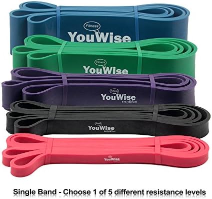 Pull Up Assist Band-YouWise Heave Duty Stretch Resistance Band, Mobility,Powerlifting Band Bonus eBook -Multi Choice: Single Band or one Set (Purple)