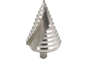 Meichoon Step Drill Bits Forstner 6-60mm Spiral Groove 12 Steps Sizes, Large HSS 4241 Cobalt Cone Drilling Tool Hole Cutting,