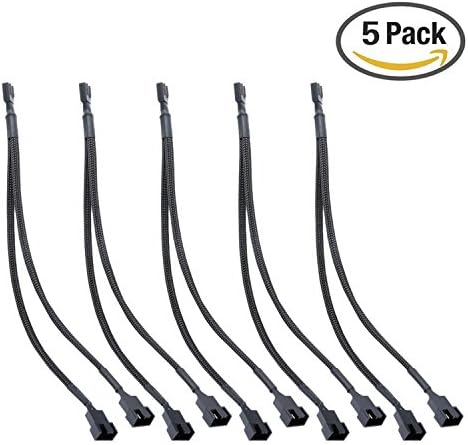 Zapour 5 Pack PWM Fan Splitter Fan Splitter PC Fan Power Cable 1 to 2 Converter