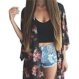 Fanala Summer Women Floral Chiffon Kimono Cardigan Robe Jacket Blouse Tops