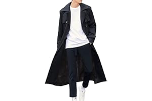 Pantete Man's Double Breasted Trench Coat Oversized Casual windbreaker Lapel Long Jacket Overcoat